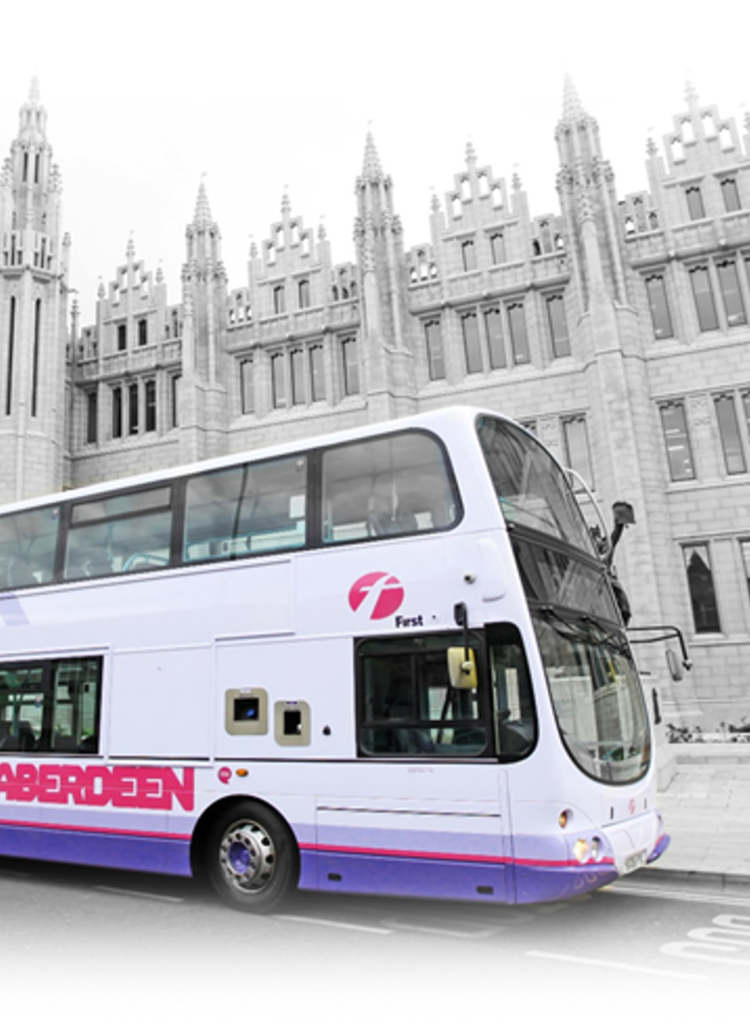 First Bus vehicle in Aberdeen to illustrate Holmes Noble First Bus study