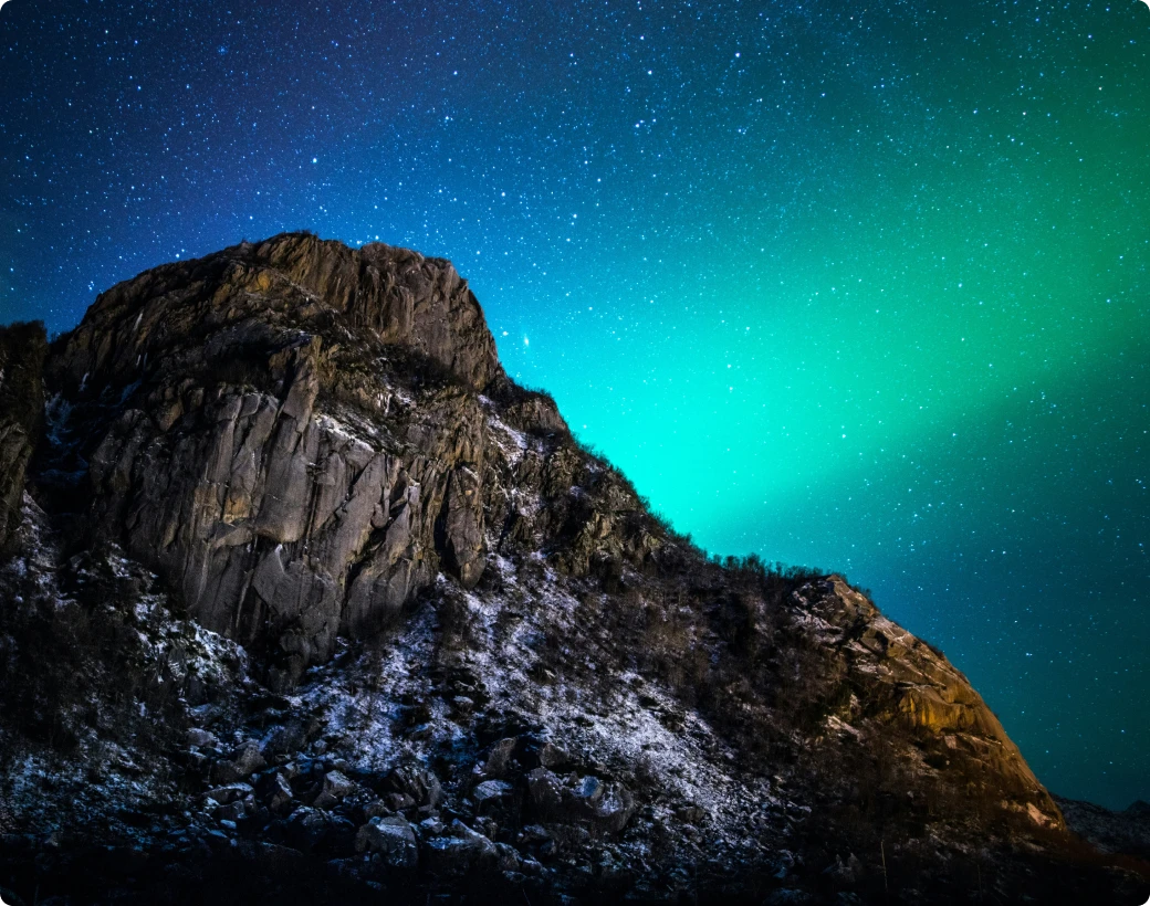 Mountain and starry night sky